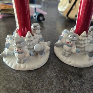 Snowman Candle Holders With Candles